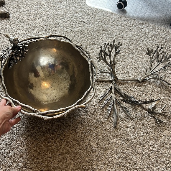 RARE COMPLETE SET! Star Home Birds & Branches Bowl Nickel-Plated Cast Aluminum - Picture 5 of 11